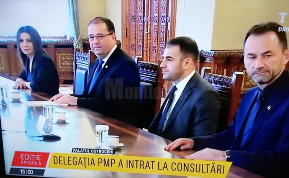 Marian Andronache, președintele PMP Suceava, alături de colegii Marius Pașcan, Ioana Constantin și Sebastian Moise, în delegația PMP invitată la Palatul Cotroceni
