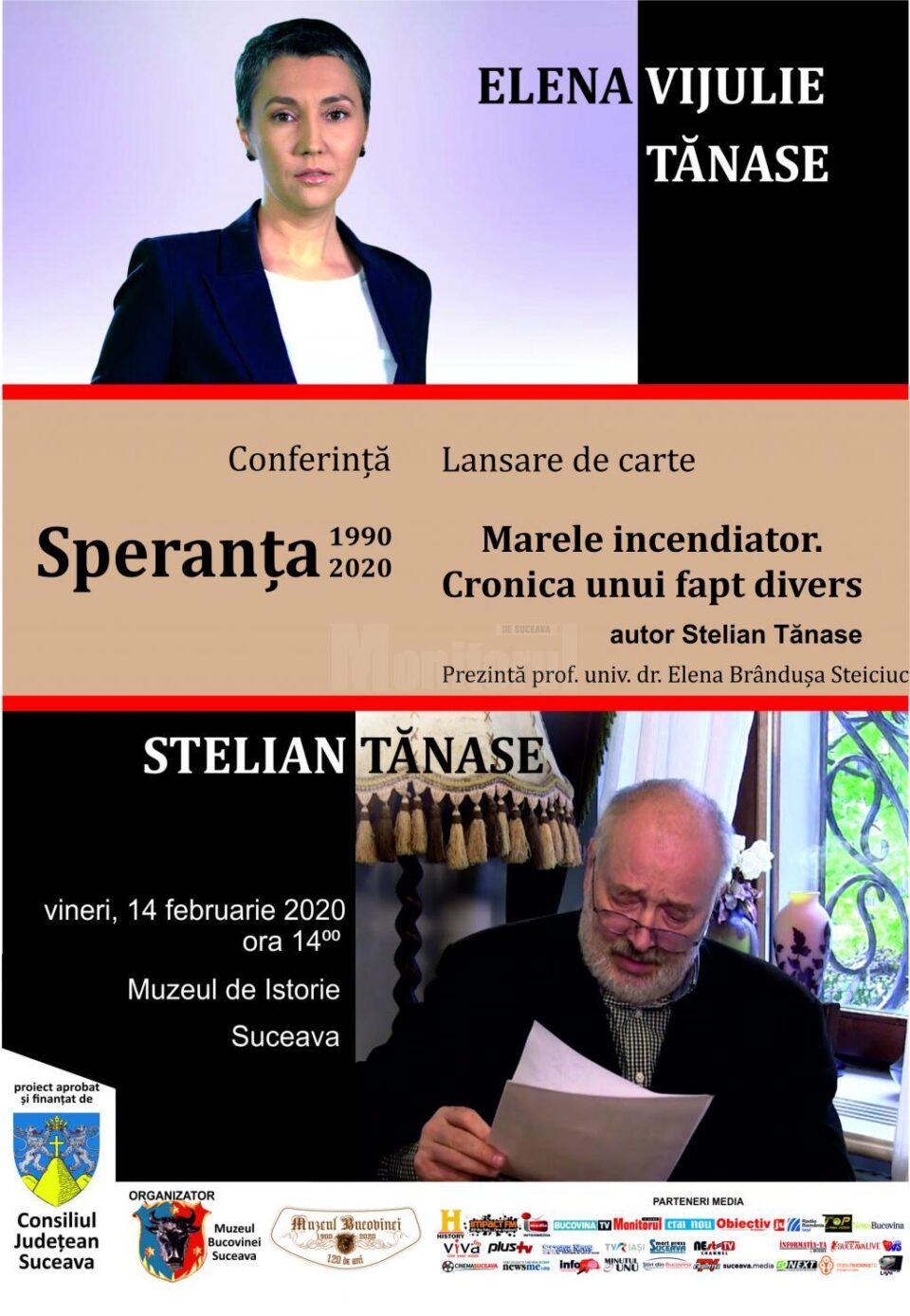 Conferința Speranța 1990 - 2020, susținută de jurnaliștii Stelian Tănase și Elena Vijulie Tănase, la Muzeul de Istorie Conferința Speranța 1990 - 2020, susținută de jurnaliștii Stelian Tănase și Elena Vijulie Tănase, la Muzeul de Istorie