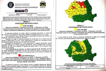 Cod portocaliu de viscol de luni, ora 18.00, până marți, la ora 20.00