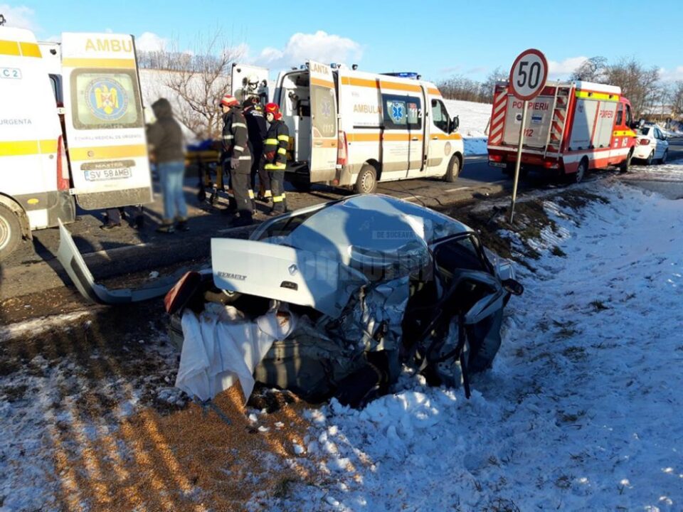 Autoturismul lovit violent din spate