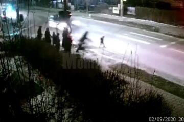 Copilul în traversare, cu o fracțiune de secundă înainte de impact