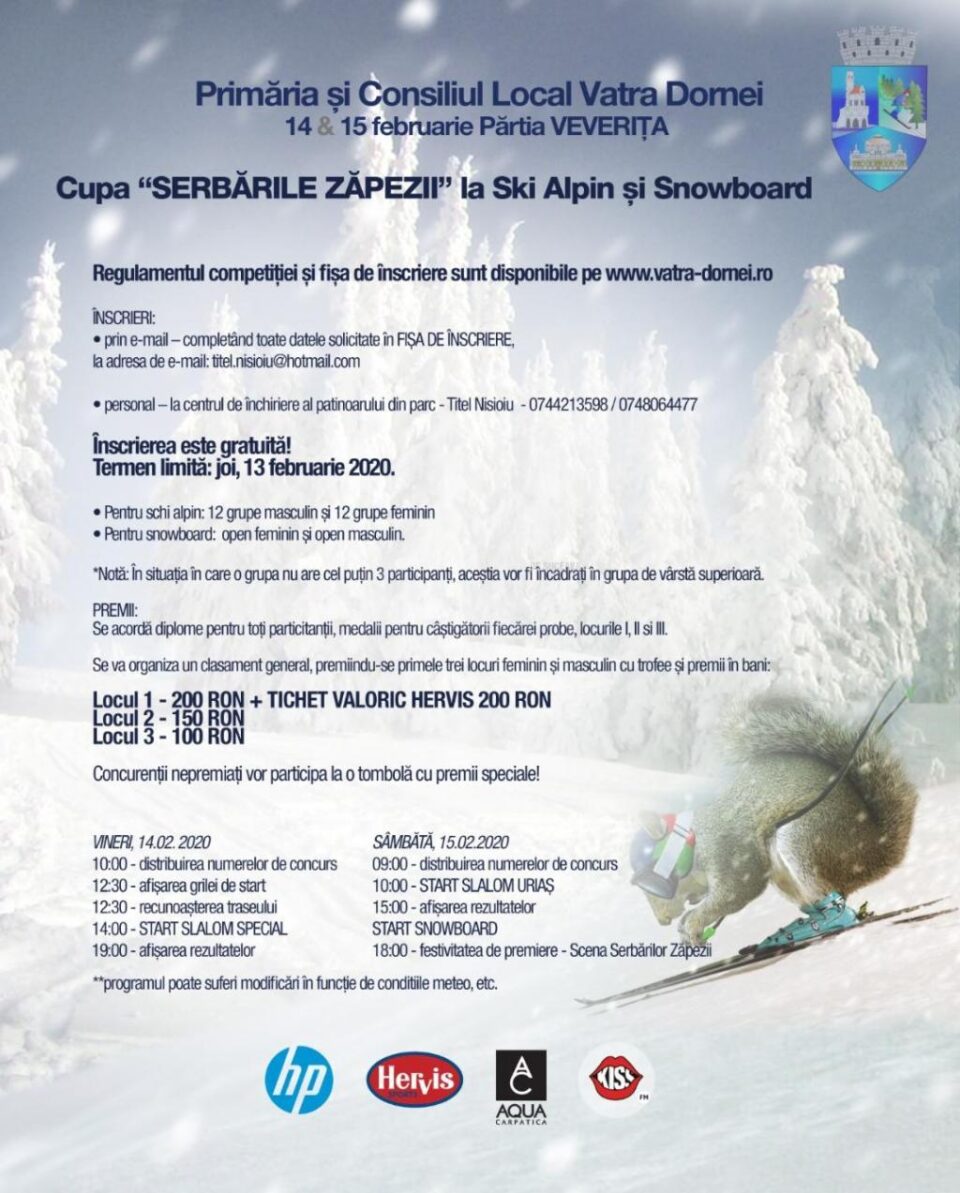 Cupa „Serbările Zăpezii” la ski alpin și snowboard va avea loc la finalul săptămânii la Vatra Dornei