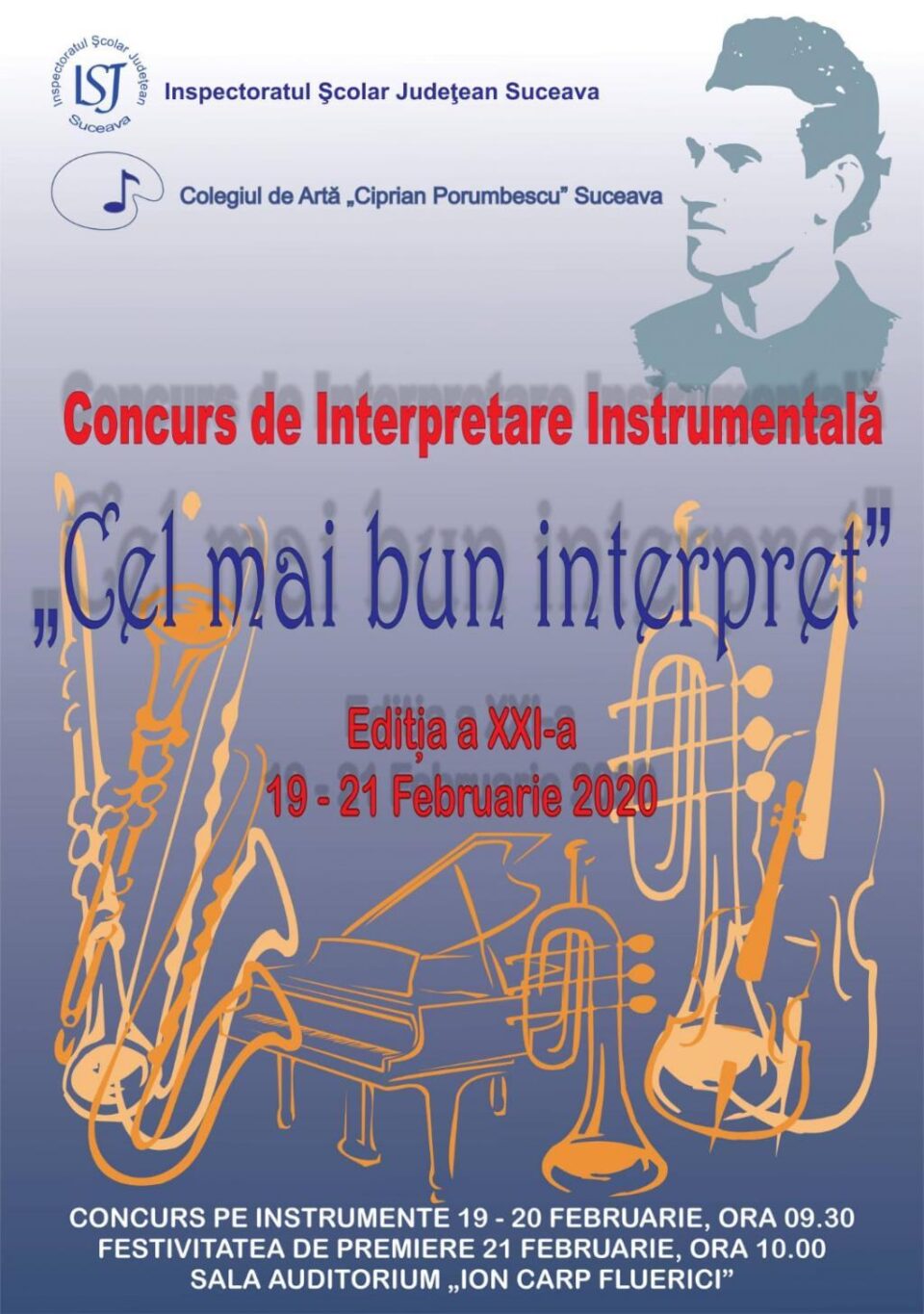 Concursul de Interpretare Instrumentală „Cel mai bun interpret”, la Colegiul de Artă Suceava Concursul de Interpretare Instrumentală „Cel mai bun interpret”, la Colegiul de Artă Suceava