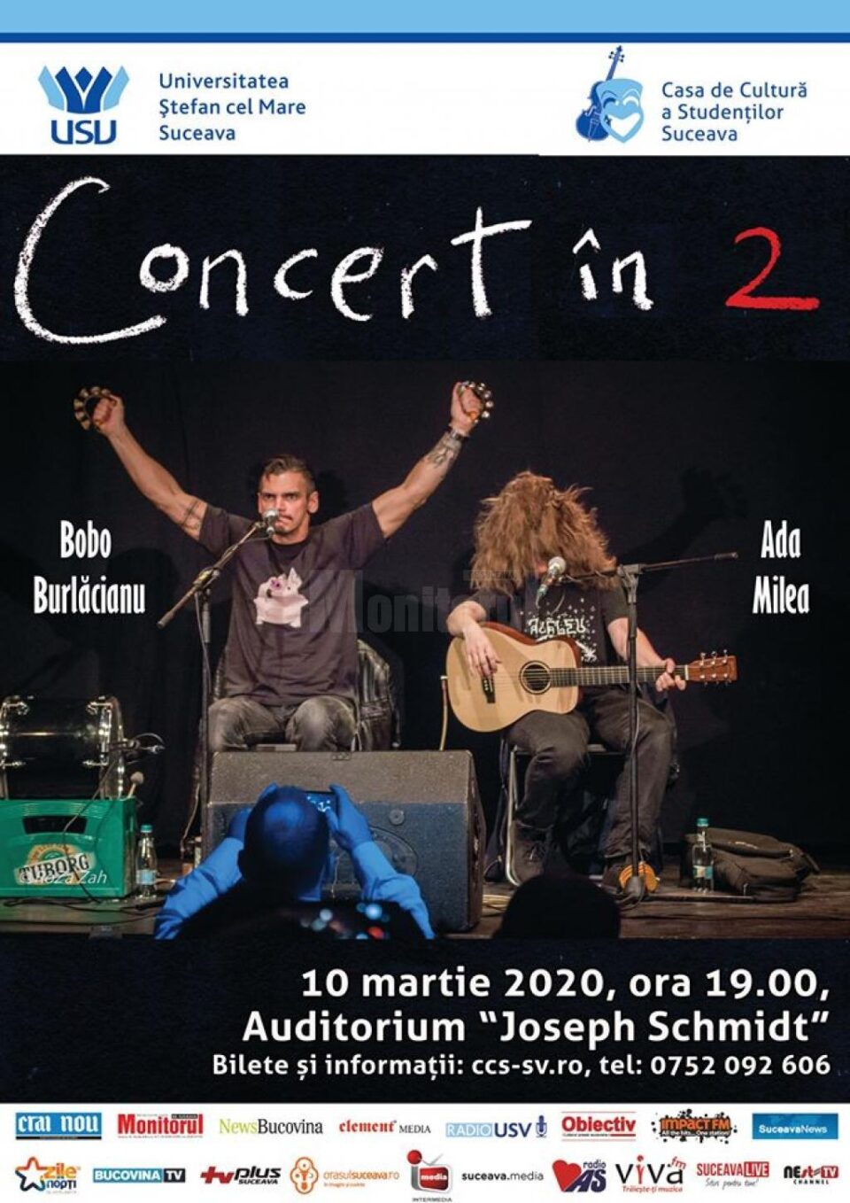 „Concert în 2” cu Ada Milea și Bobo Burlăcianu, la Universitate