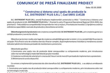 "Construirea și dotarea unui spațiu de producție la S.C. DISTRIDENT PLUS S.R.L.", Cod SMIS 114128