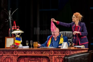 Actorii Constantin Cotimanis, Iulia Dumitru și Ada Dumitru aduc la Suceava spectacolul ”Cafeaua Domnului Ministru”