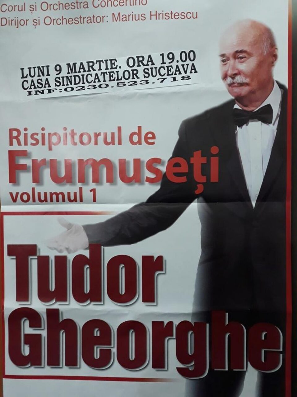 DSP Suceava a interzis concertul de luni, cu Tudor Gheorghe, de la Casa Culturii