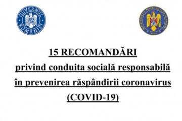 15 RECOMANDĂRI privind conduita socială responsabilă în prevenirea răspândirii coronavirus (COVID-19)