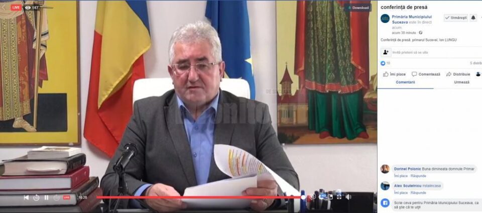 Conferințe de presă live la Primăria Suceava, în contextul pandemiei de coronavirus