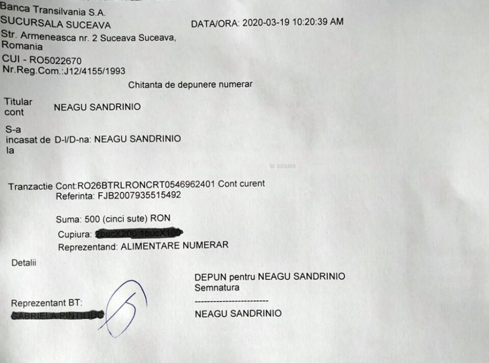 Deschiderea contului bancar pentru donații