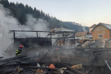În urma incendiului puternic, șase anexe ale celor două gospodarii au fost distruse
