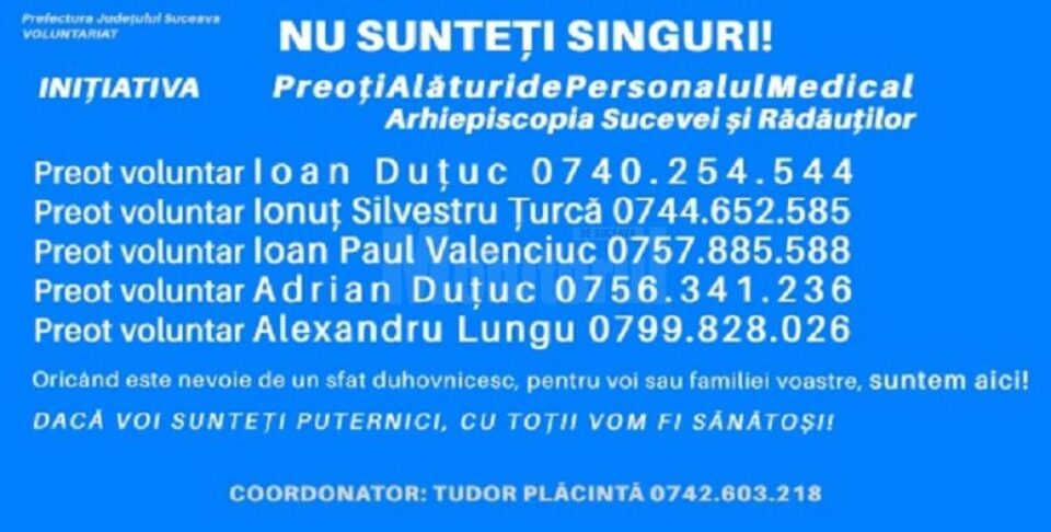 Preoți voluntari consiliază telefonic personalul medical