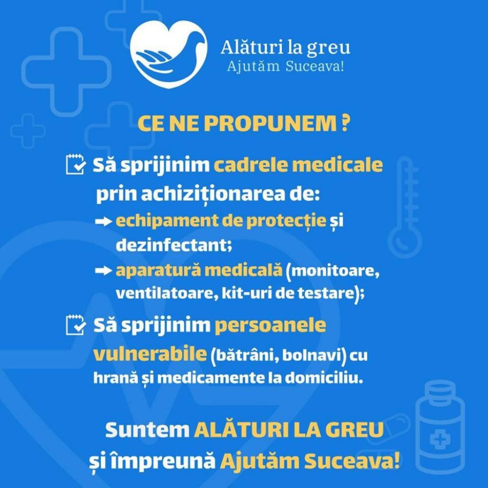 Arhiepiscopia Sucevei și Rădăuților a inițiat, împreună cu câteva ONG-uri, o campanie de ajutorare a spitalelor și persoanelor vulnerabile din județ