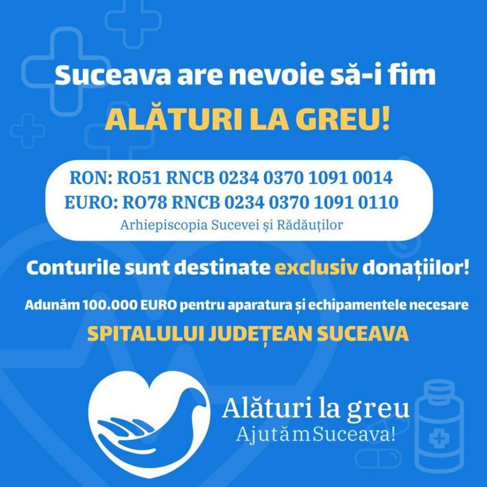 Arhiepiscopia Sucevei și Rădăuților a inițiat, împreună cu câteva ONG-uri, o campanie de ajutorare a spitalelor și persoanelor vulnerabile din județ
