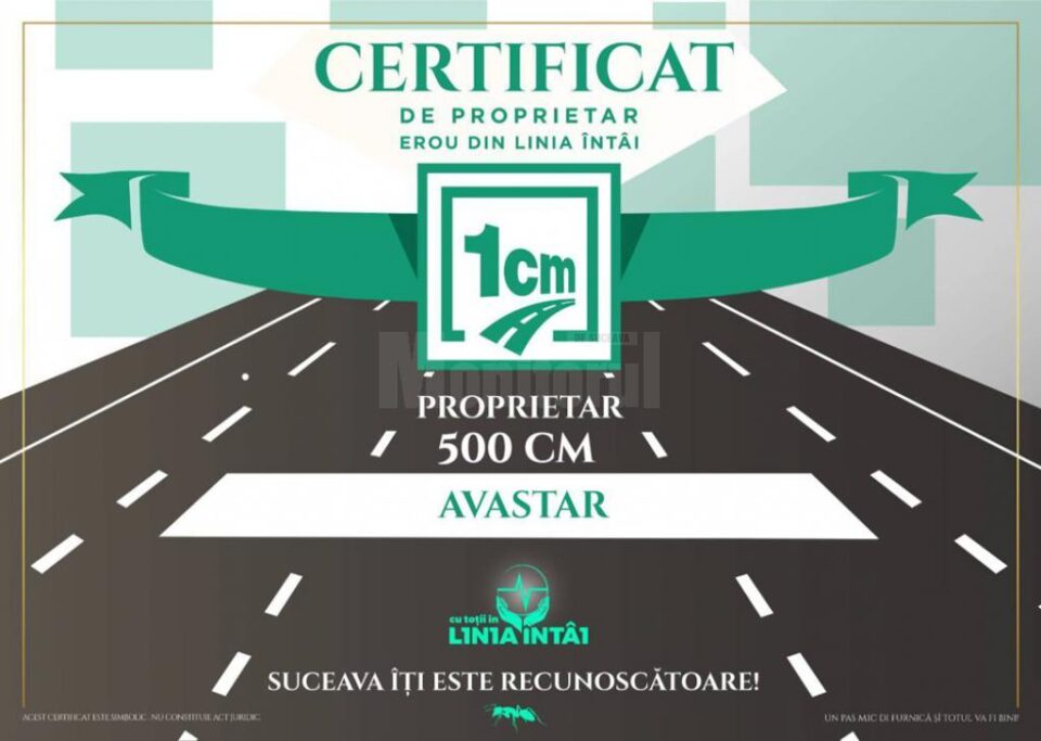 Certificate de proprietari pentru centimetrii de autostrada cumparati prin donatii