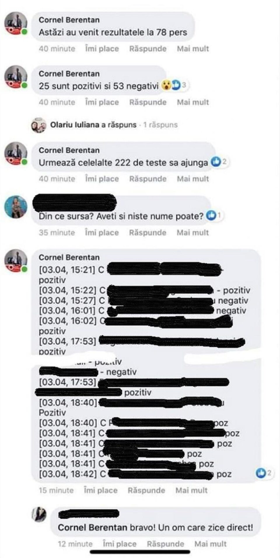 Lista persoanelor infectate la Spitalul Câmpulung Moldovenesc