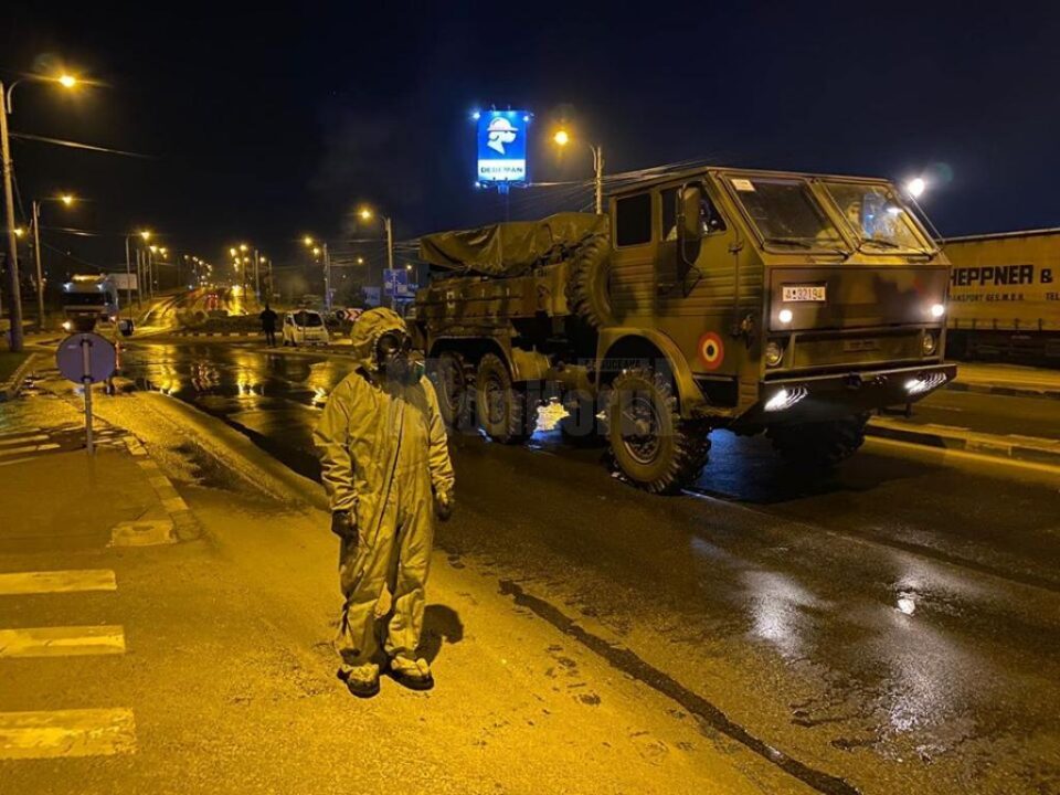 Operațiune de dezinfecție a străzilor din Suceava cu Batalionul 202 Apărare CBRN - Intervenție la Dezastre