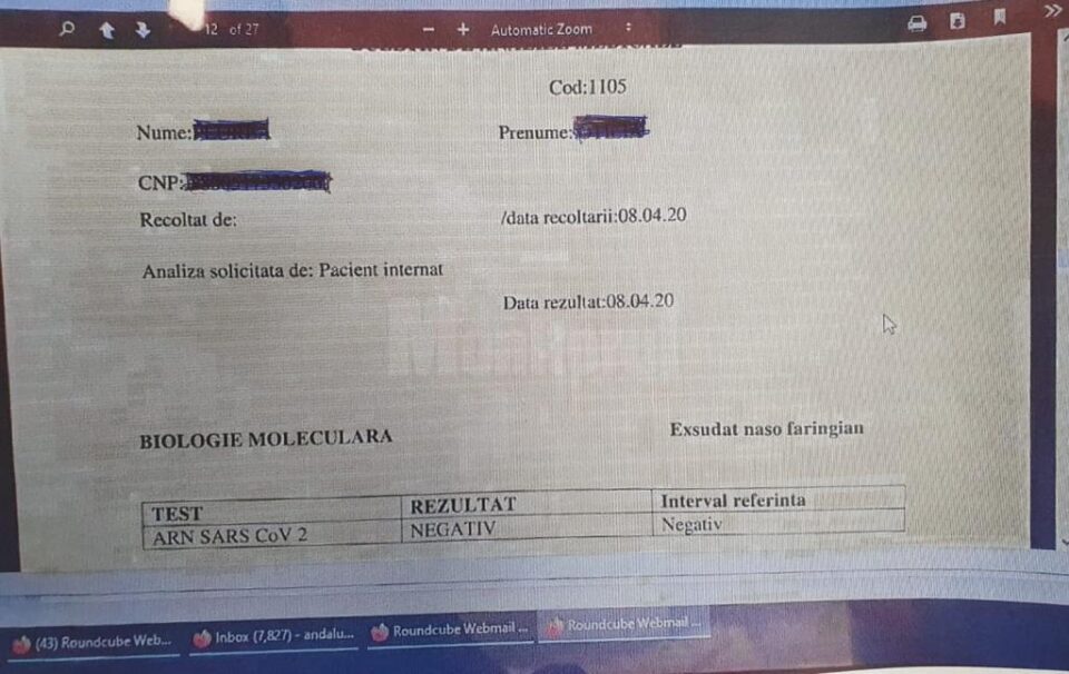 Rezultat test COVID-19 facut la Suceava