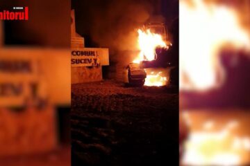 Utilajul incendiat la Sucevița