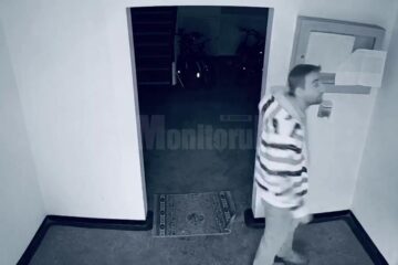 Caz ciudat la Suceava - un individ trage pe nas dezinfectantul de mâini, apoi fură întreg recipientul din casa scării
