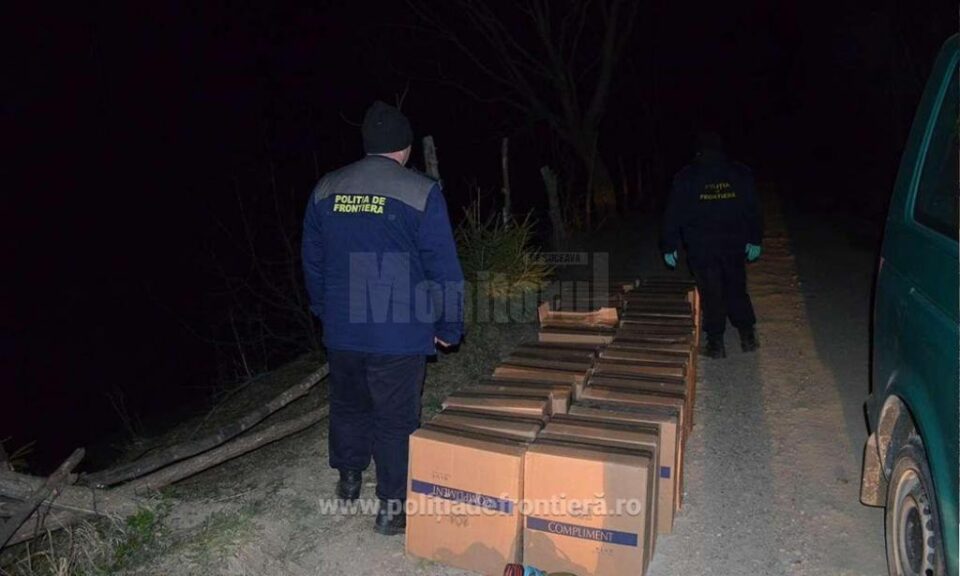 Una dintre cele două capturi de țigări de contrabandă