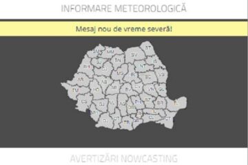 Avertizare meteorologică de vreme severă, cu averse, descărcări electrice, intensificări ale vântului, vijelii și izolat căderi de grindină