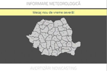 Avertizare meteorologică de vreme severă, cu averse, descărcări electrice, intensificări ale vântului, vijelii și izolat căderi de grindină