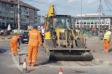 Lucrările de reparații la sensurile giratorii din municipiul Suceava