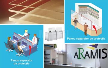 Viziere fixe și rabatabile, paravane de protecție și folii antimicrobiene, utile la birou, pe stradă și în transportul public, produse de o firmă suceveană