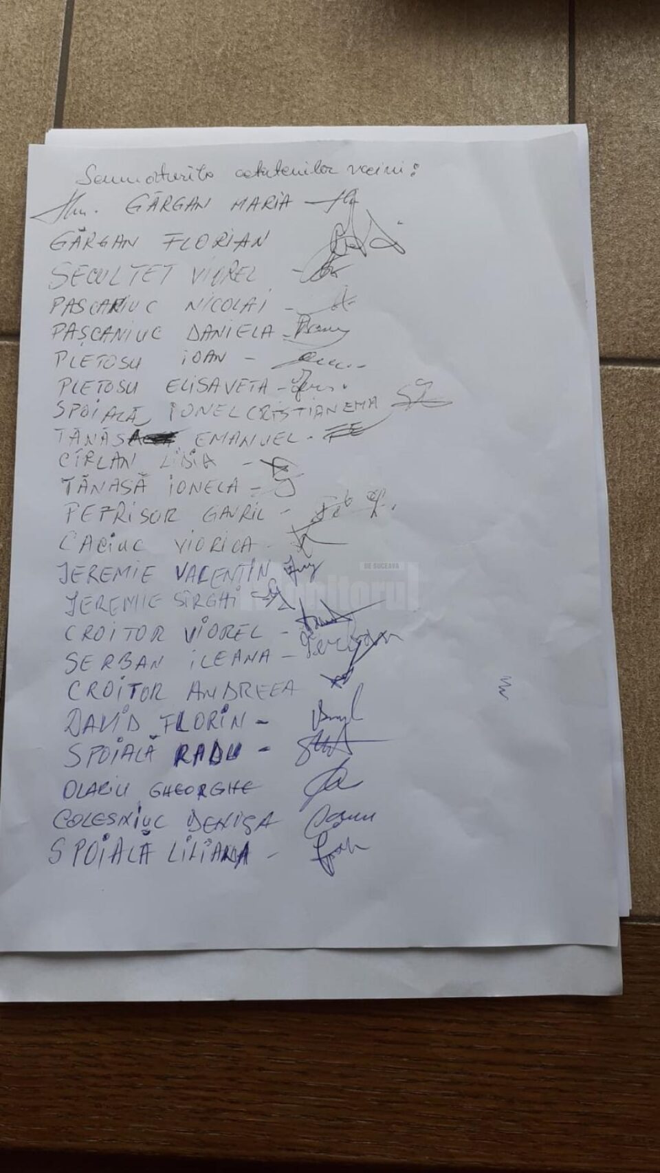 Petiția depusă la Primăria Bosanci