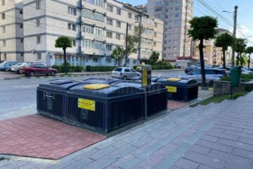 Noul punct de colectare a deșeurilor de pe laterala bulevardului George Enescu