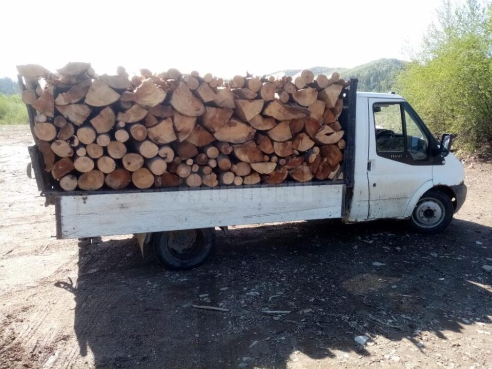O camionetă plină cu lemn de fag, depistată la Sucevița fără acte legale