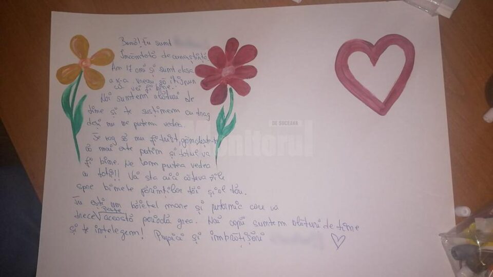 Scrisoarea de susținere a unuia dintre oopiii beneficiari ai centrului
