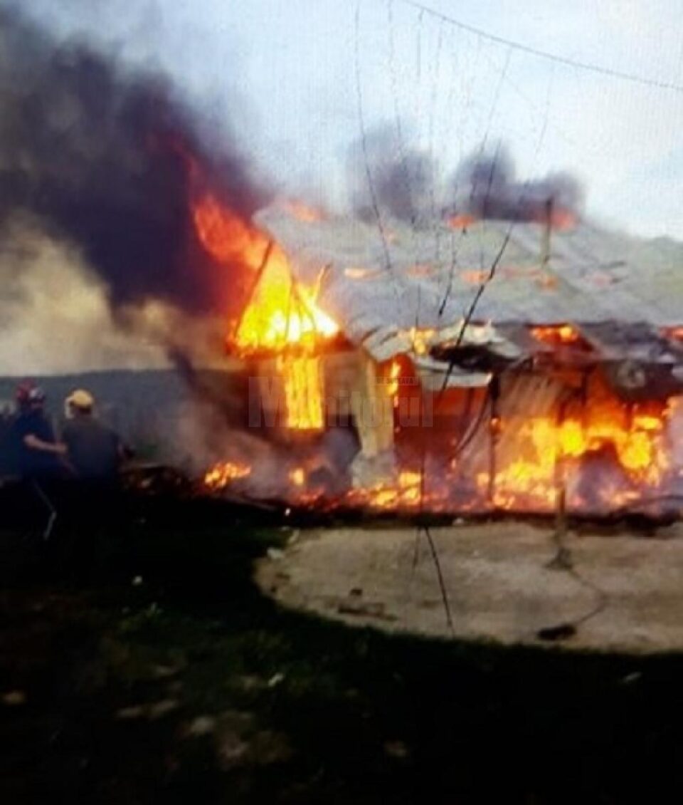 Gospodărie din Arbore, distrusă de flăcări