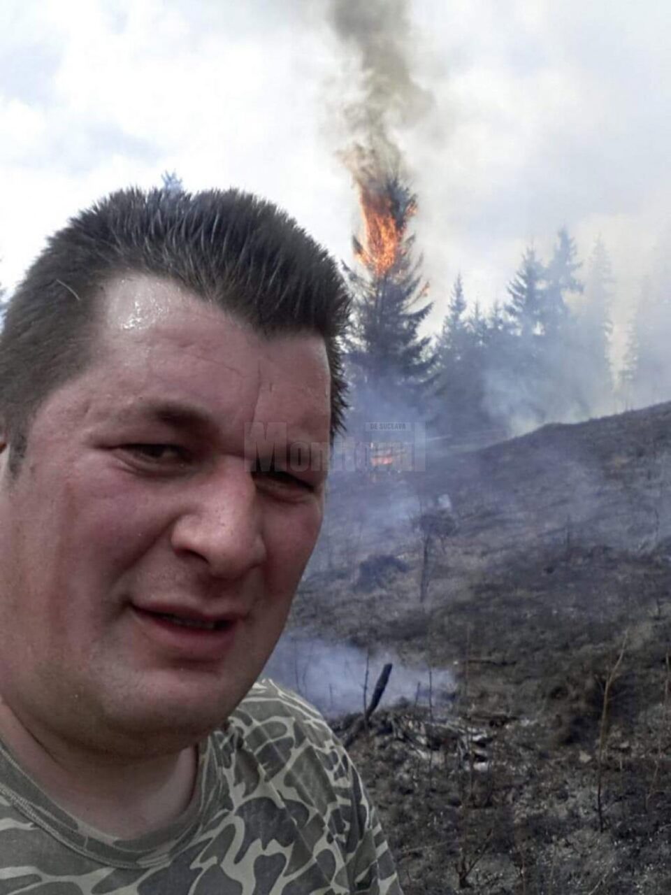 Brazi care ard ca lumânările, într-un puternic incendiu de vegetație la Izvoarele Sucevei