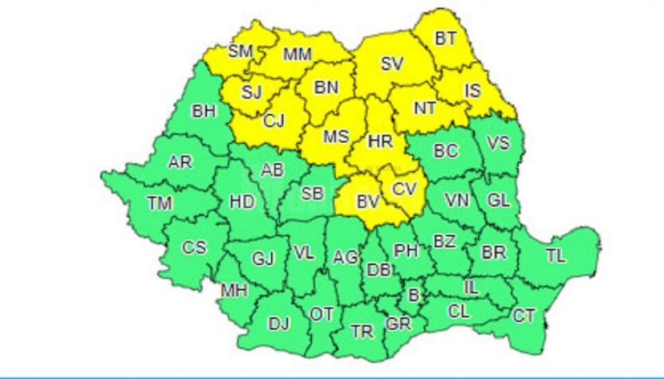 Cod galben de instabilitate atmosferică accentuată, vineri și sâmbătă