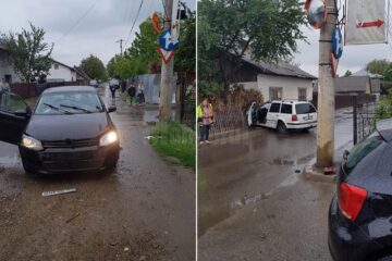 Ambele mașini au suferit avarii