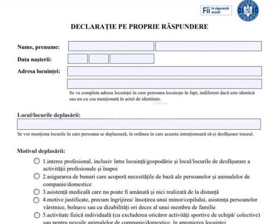 Persoanele care locuiesc în zona metropolitană Suceava pot circula fără declarație pe propria răspundere Persoanele care locuiesc în zona metropolitană Suceava pot circula fără declarație pe propria răspundere