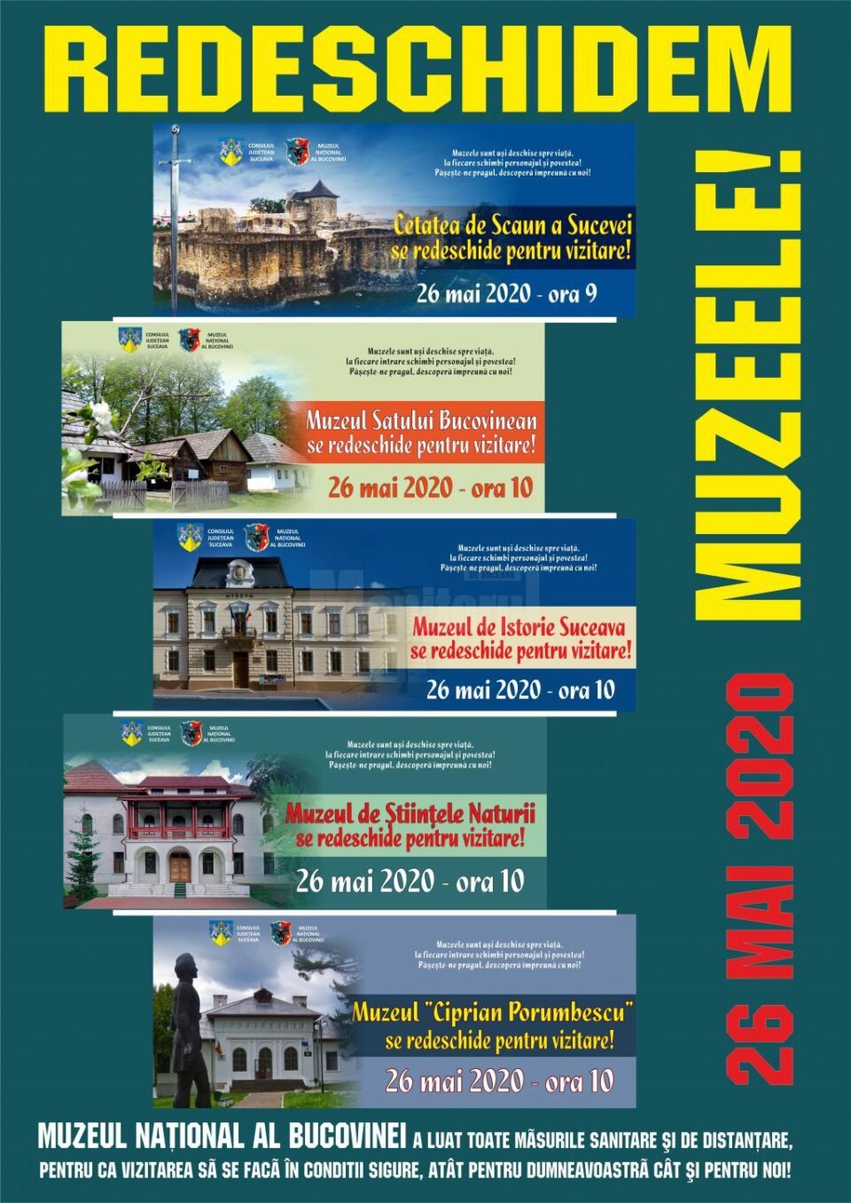 Cinci dintre obiectivele Muzeului Național al Bucovinei se redeschid începând de marți