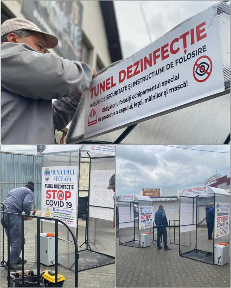 Lucian Harșovschi a verificat în teren vineri punerea în funcțiune a tunelurilor de dezinfecție și restul măsurilor speciale luate pentru redeschiderea Bazarului