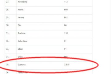 Pe site-ul Guvernului, raportarea indică pentru județul Suceava un număr total de 3.515 cazuri
