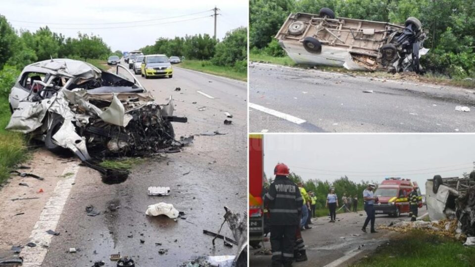 Autoutilitara în care se aflau tânărul de 19 ani și tatăl său a fost proiectată în afara drumului sursa foto - Antena 3