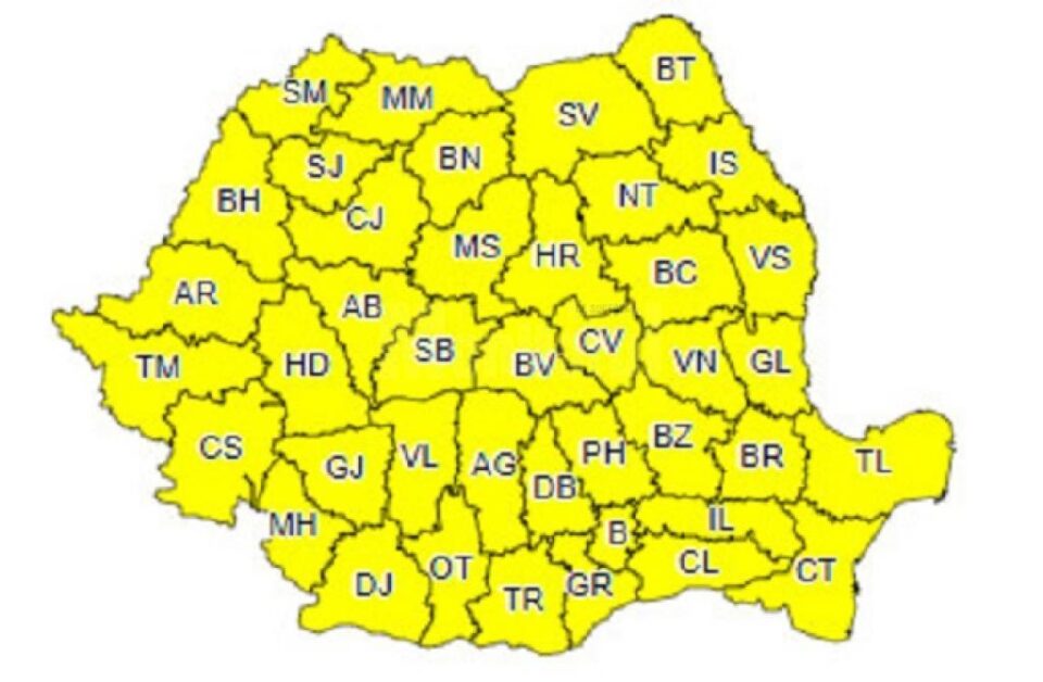 Cod galben de vreme severă în întreaga țară