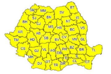 Cod galben de vreme severă în întreaga țară