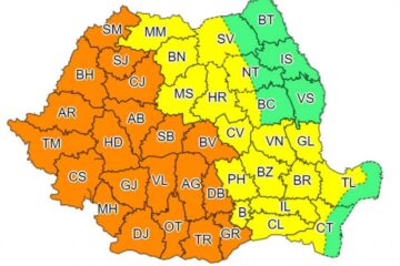 Cod galben de ploi și vânt puternic, pentru jumătate din județul Suceava