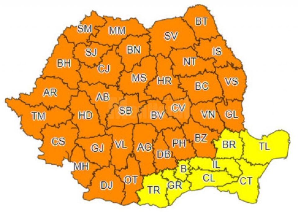 Cod portocaliu în județ, până spre miezul nopții