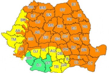 Județul Suceava rămâne sub cod portocaliu de ploi, vijelii, descărcări electrice și grindină