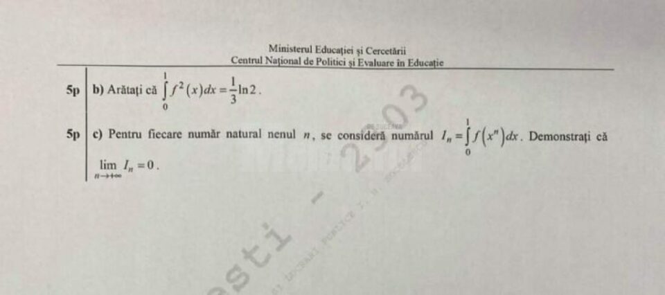 Subiectele la matematică la profilul de la mate-info