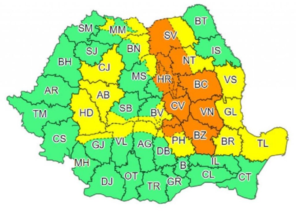 Județul Suceava, împărțit între codul portocaliu și cel galben
