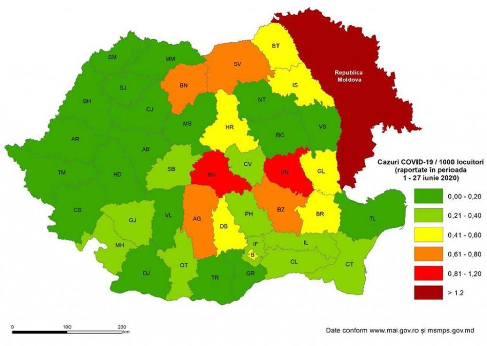 Suceava a ieșit, în luna iunie, din topul noilor îmbolnăviri COVID-19